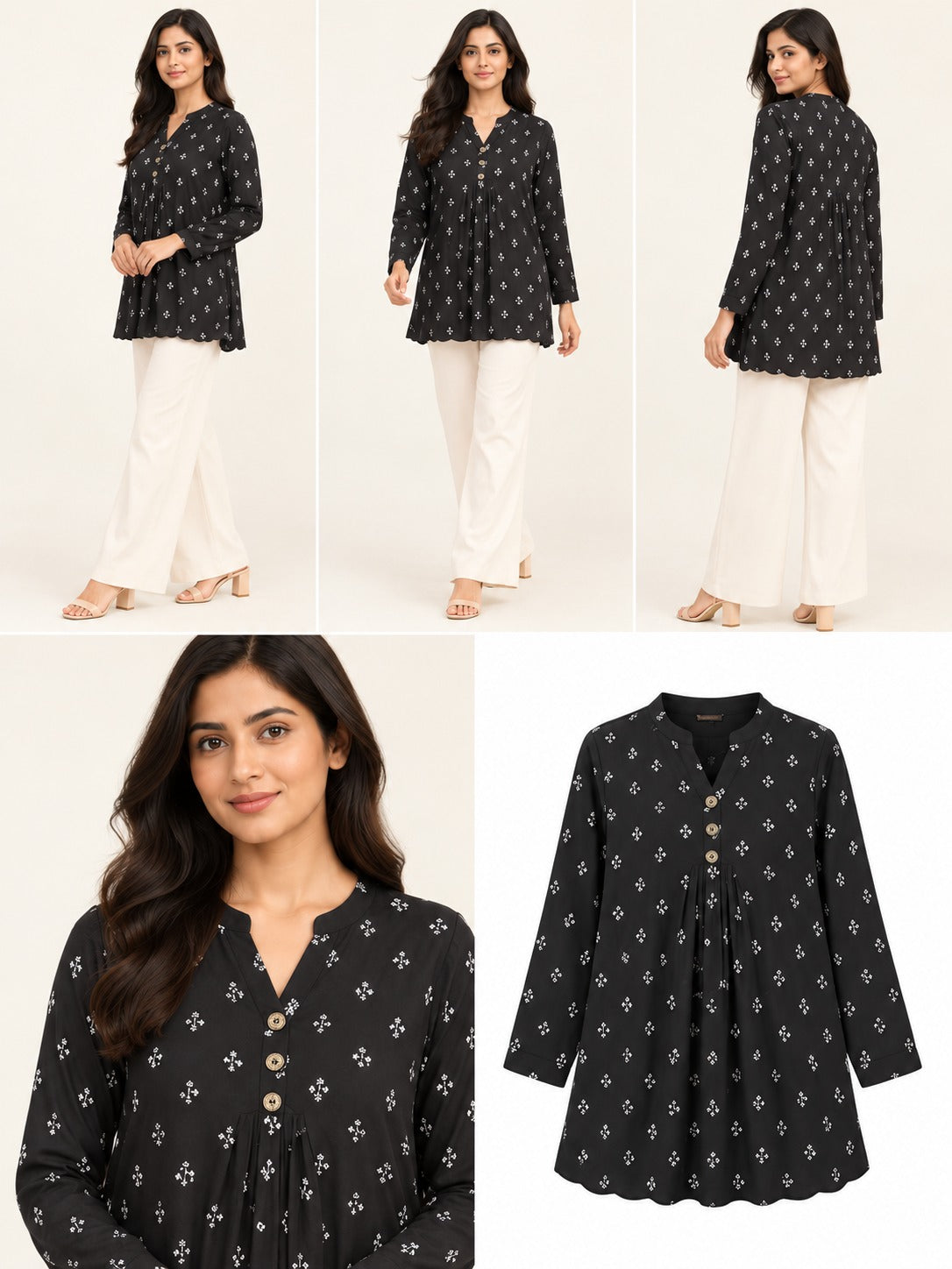 Ease Pleated Top - Midnight Bloom by RuhRaaga House - product only