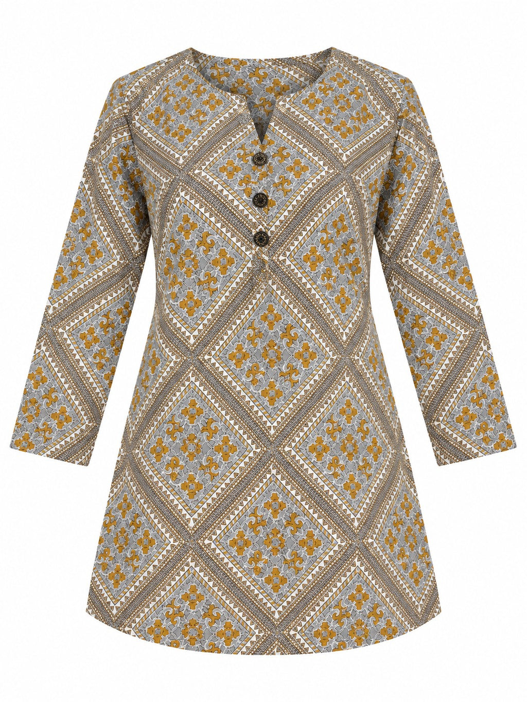 Ease Pleated Top - Ochre Mosaic by RuhRaaga House - product only