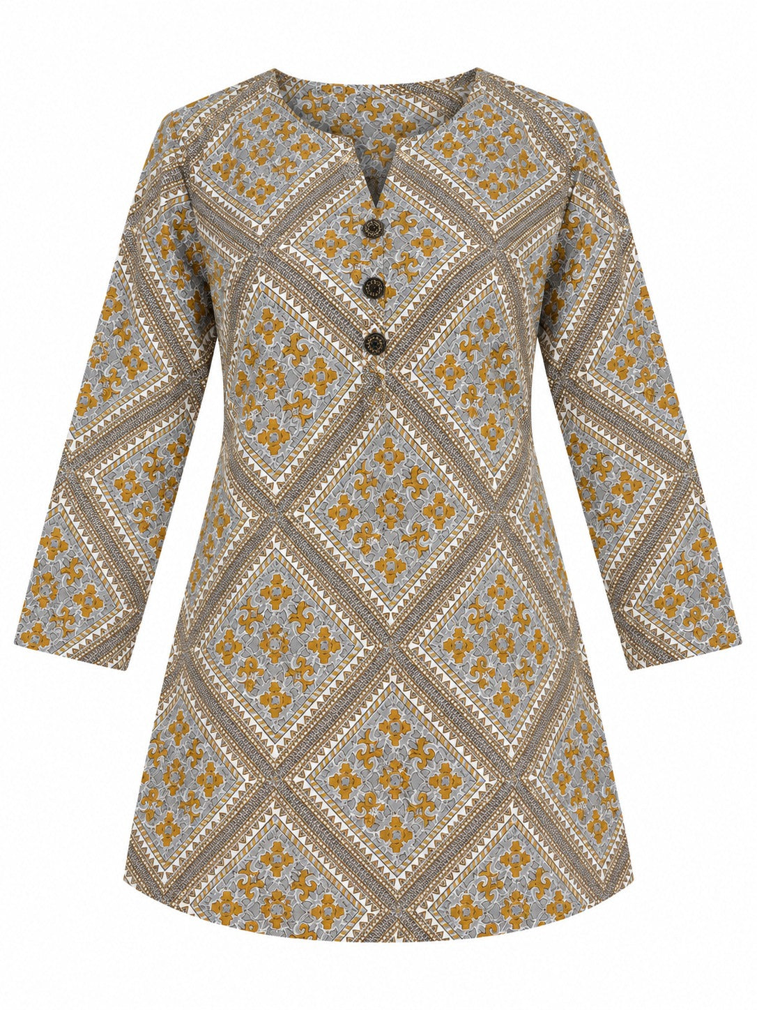 Ease Pleated Top - Ochre Mosaic by RuhRaaga House - product only