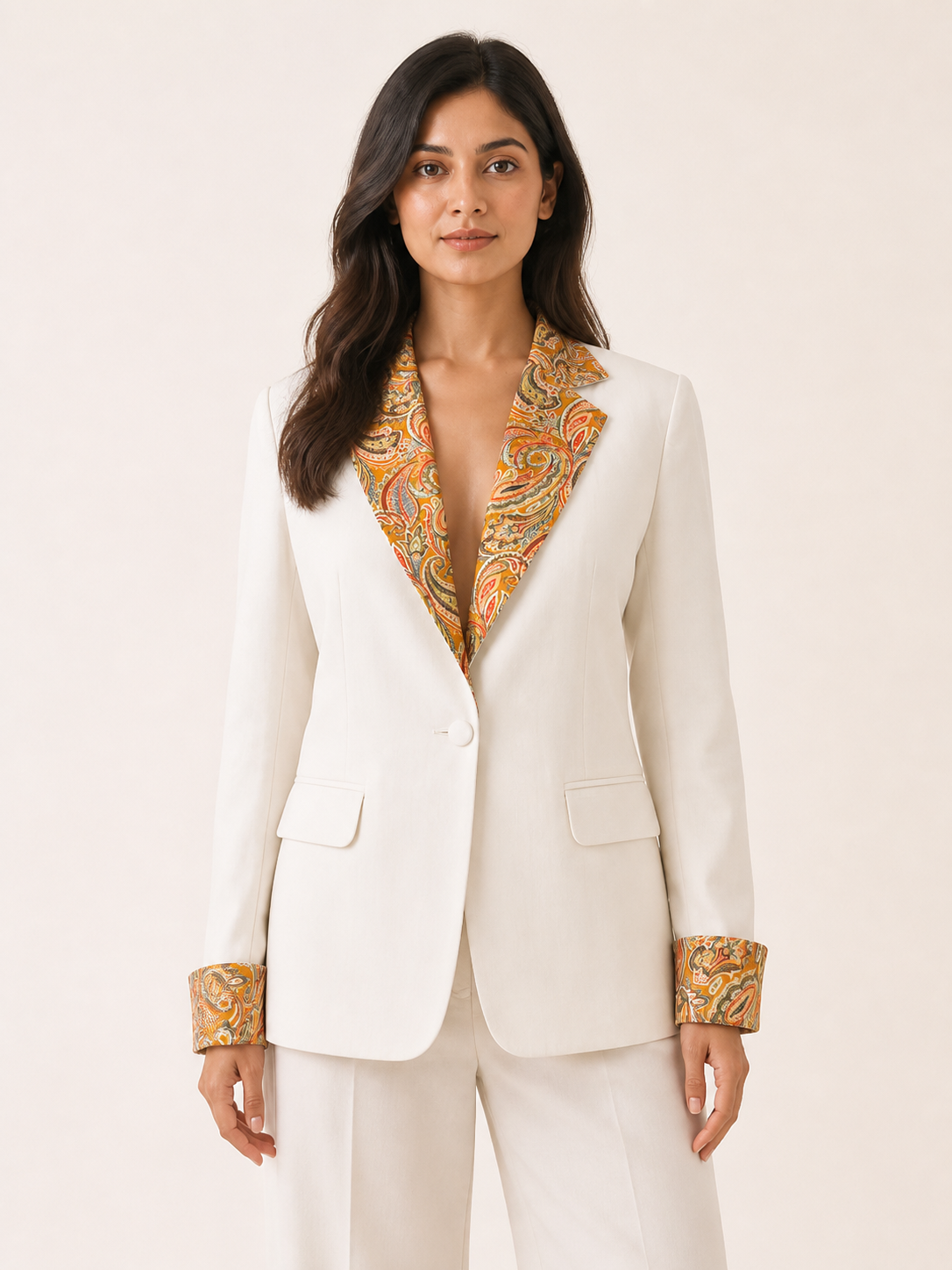 Embrace Blazer - Ivory Marigold - embroidery close-up