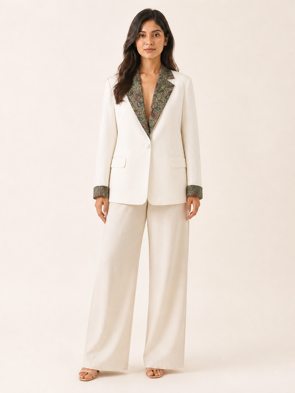 Embrace Blazer - Ivory Emerald - front view