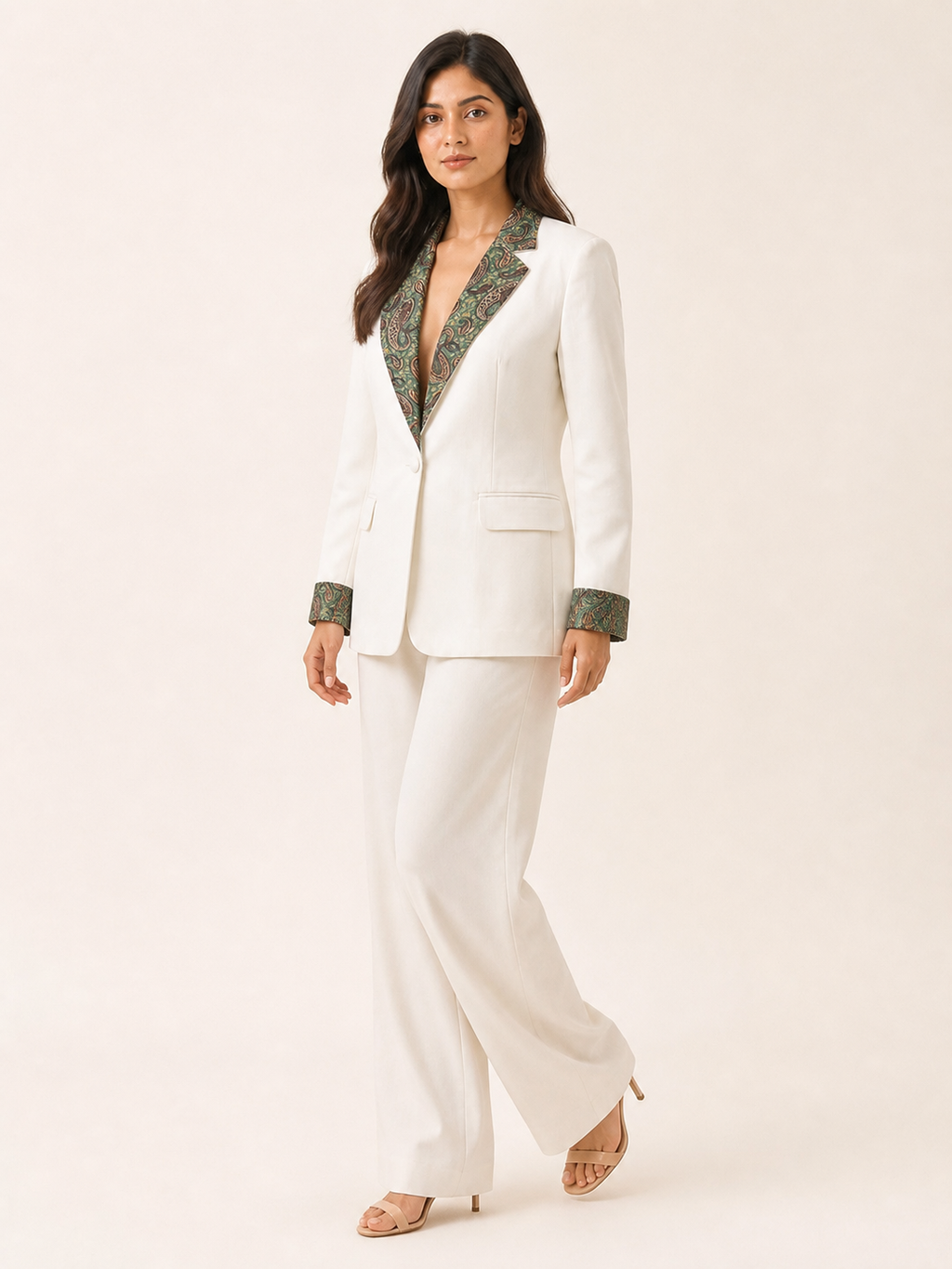 Embrace Blazer - Ivory Emerald - three-quarter view