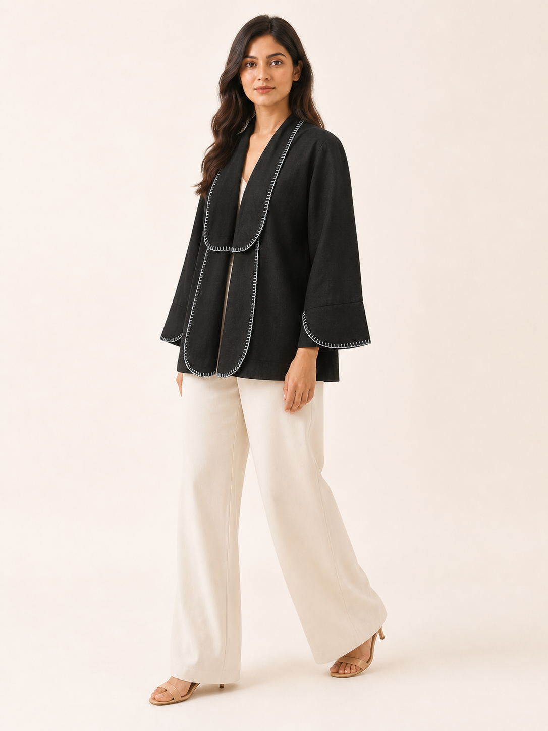 Sway Handcrafted Jacket - Onyx / Frost Blue - three-quarter view