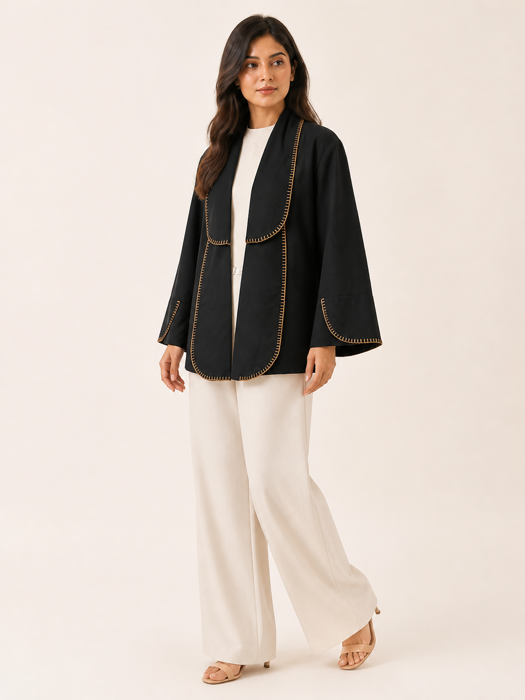 Sway Handcrafted Jacket - Onyx / Champagne - three-quarter view