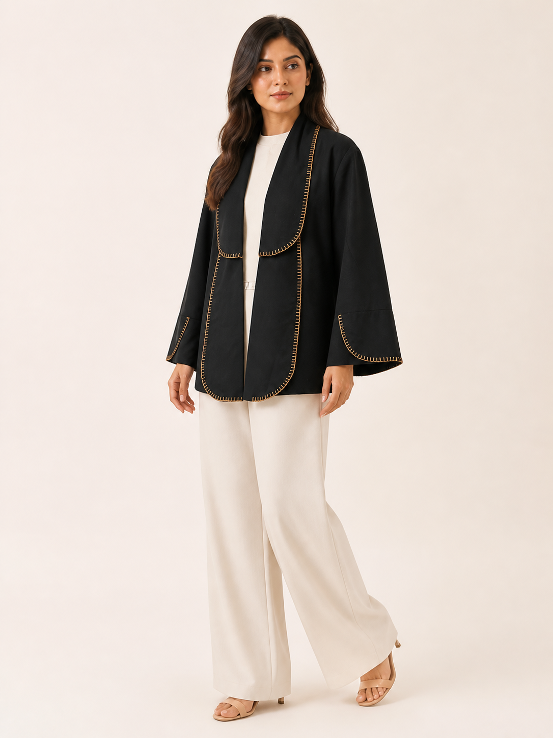 Sway Handcrafted Jacket - Onyx / Champagne - three-quarter view