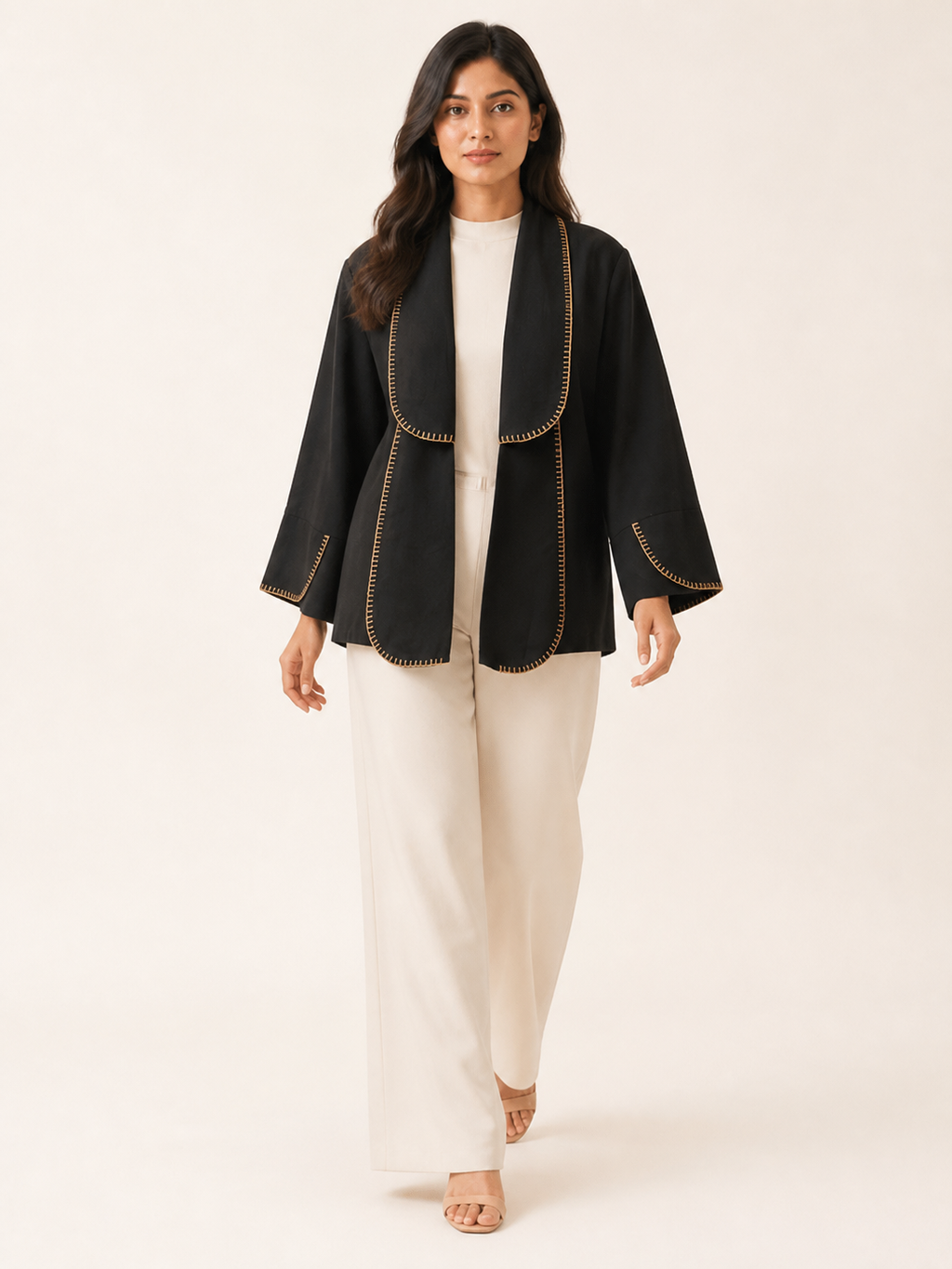 Sway Handcrafted Jacket - Onyx / Champagne - walking view