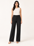 Composure Linen Blend Trousers - Black Onyx - front view