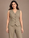 Composure -Linen Blend Waistcoat Set - Sage Stone - image 1