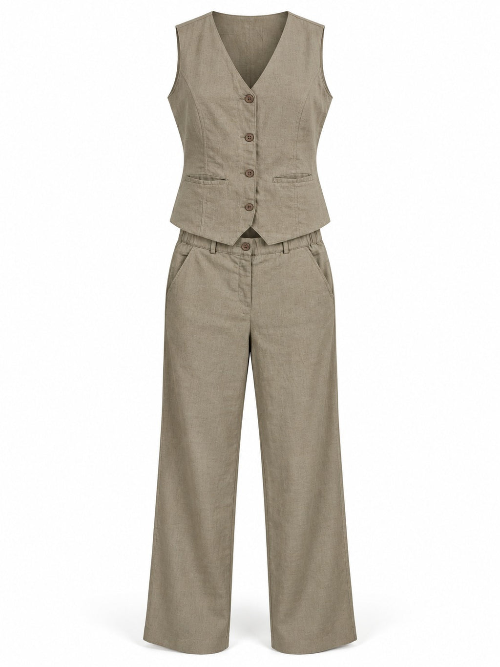 Composure -Linen Blend Waistcoat Set - Sage Stone - image 6