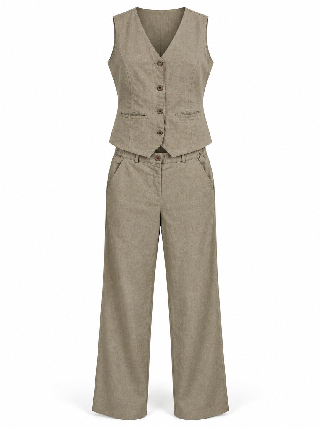 Composure -Linen Blend Waistcoat Set - Sage Stone - image 6