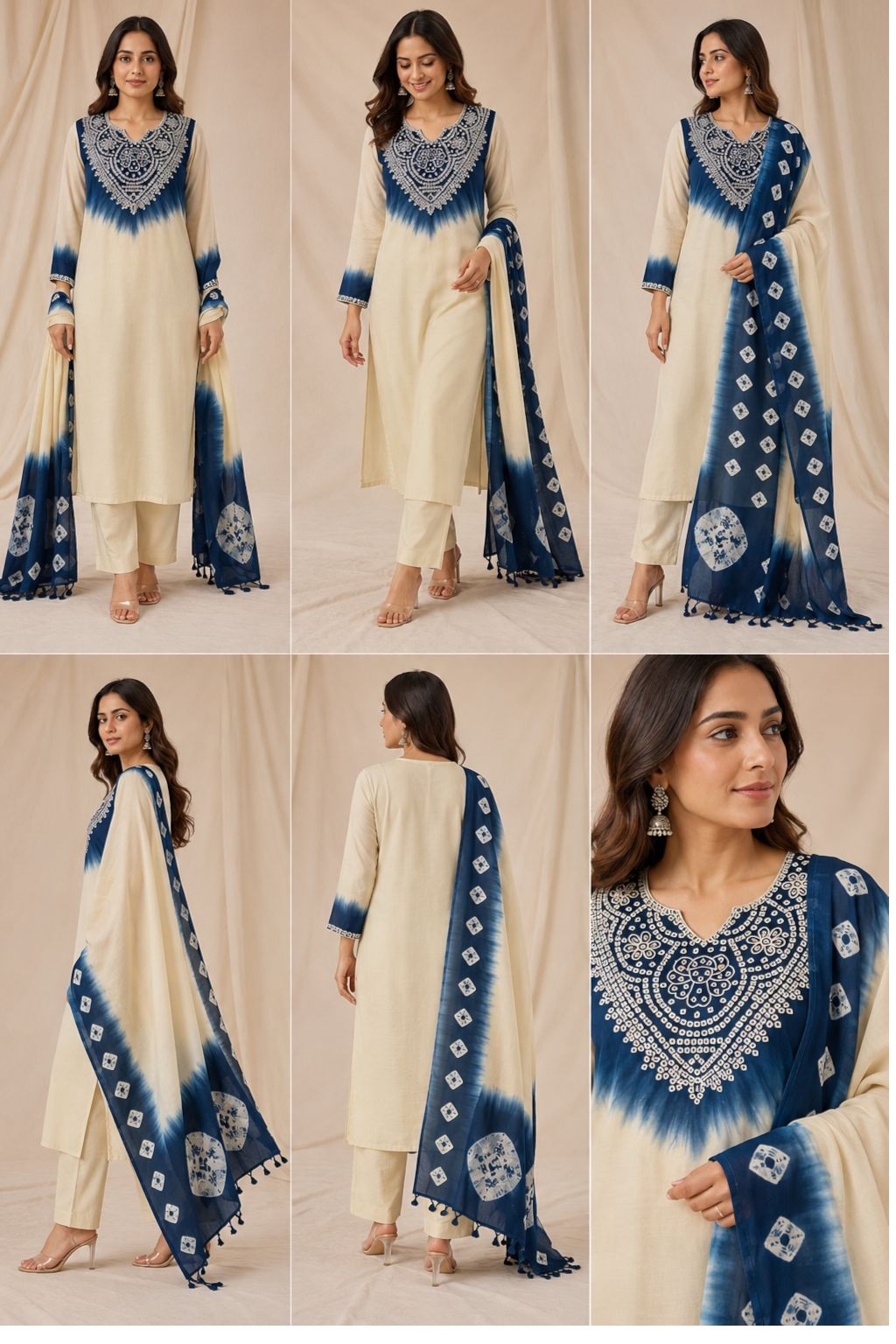 Legacy- Ombre Bead Work Suit Set- Teal Tides