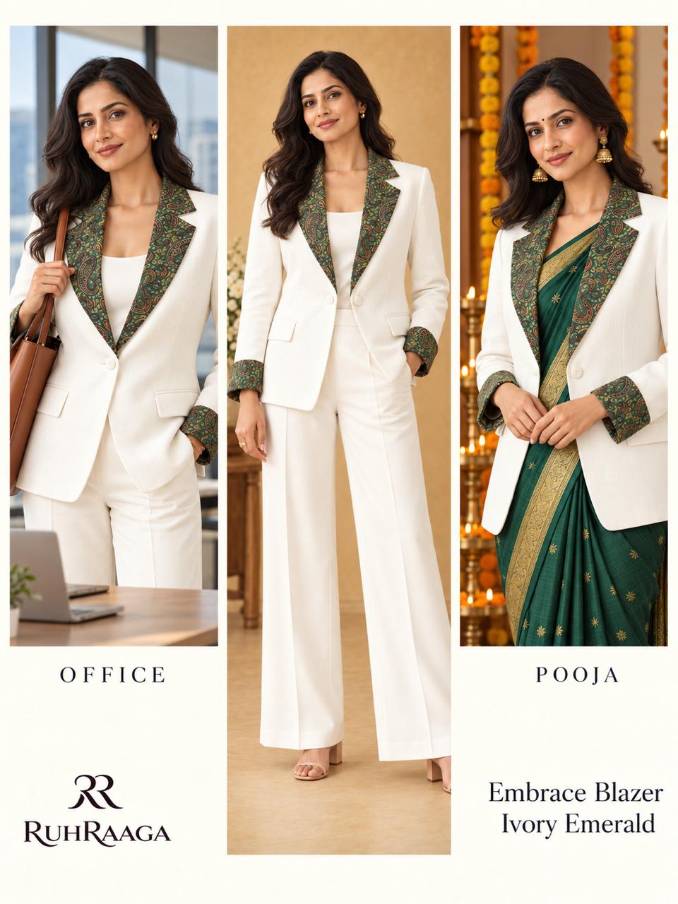 Embrace Blazer-Ivory Emerald