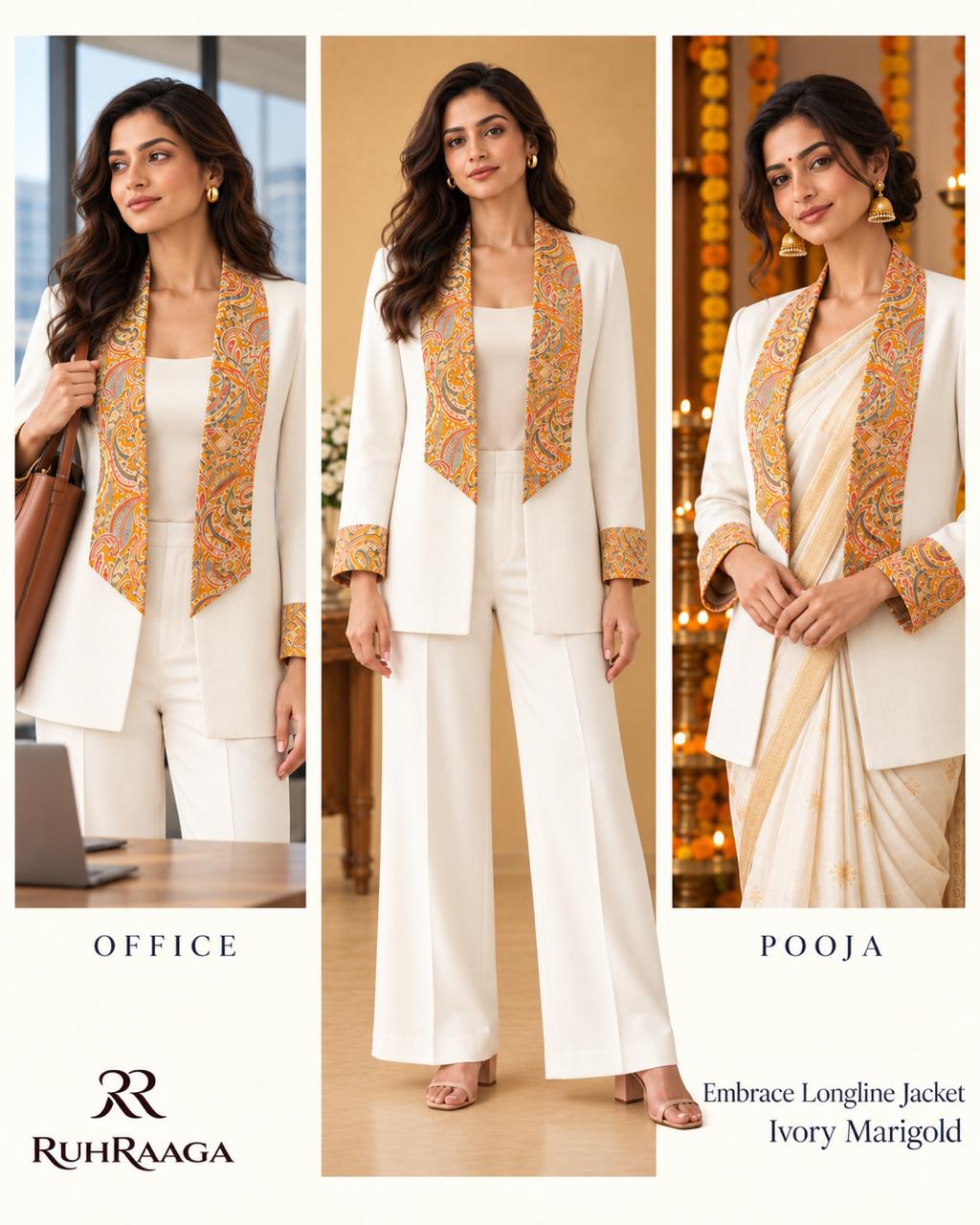 Embrace Longline Jacket Ivory Marigold