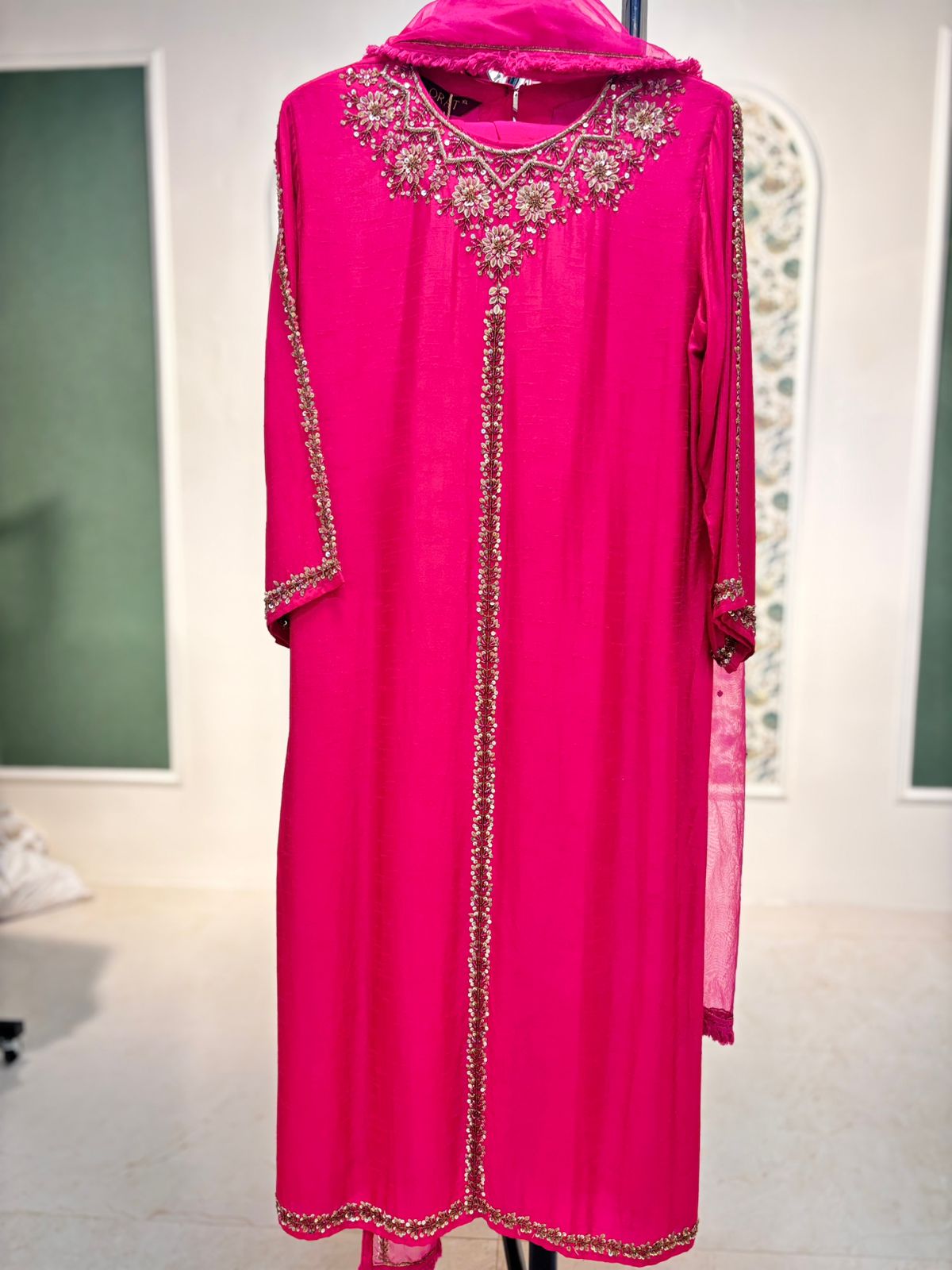 Legacy Gold Sequence Suit Set - Rani Fuchsia