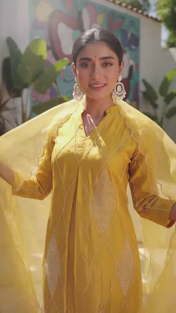 Legacy Bead A-Line Suit Set - Sunlit Gold