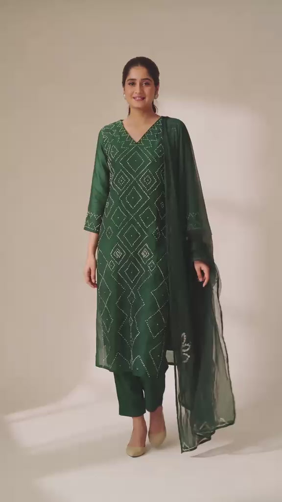 Legacy French Knot Suit Set - Emerald Mosaic